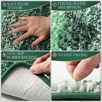 32PCS Bathroom Set Bathroom Sets with Shower Curtain and Rugs Hunter Green Bathroom Accessories,Shower Curtain Set,Bathroom Rug Set with Bathroom Trash Can