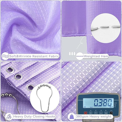 Bathroom Sets with Shower Curtain and Rugs, 27PCS Purple Bathroom Accessories Set with Trash Can, Purple Shower Curtain Set, No Slip Super Absorbent Bathroom Rugs