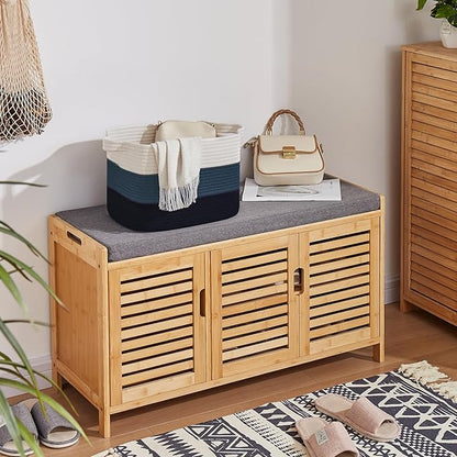 Storage Basket for Organizing, Woven Baskets for Storage, Rectangle Decorative Baskets for Shleves, Closet, Toys, Books, Nursery Organizer Bins - Pack of 3 (Gradient Blue)