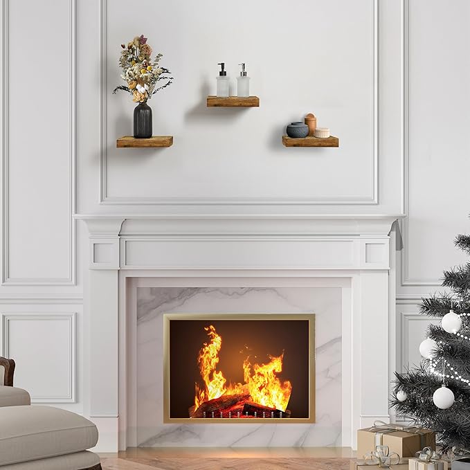 Sorbus Floating Shelves - Square Mounted Display Ledge for Room Decor in The Bathroom, Home Office, Bedroom, Half Bath, Powder Room, & More. Modern Rustic Wood Storage Shelf for Your Accent Wall