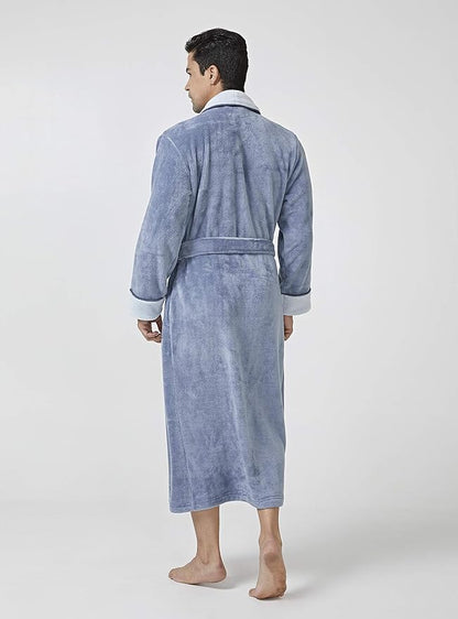 DAVID ARCHY Men's Soft Fleece Plush Robe Full Length Long Bathrobe