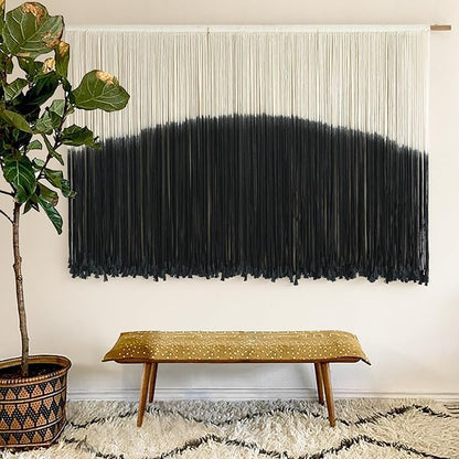 Flber Tie-Dye Macrame Wall Hanging Large Bohemian Yarn Tapestry Macrame Home Décor, 57''W*35''L