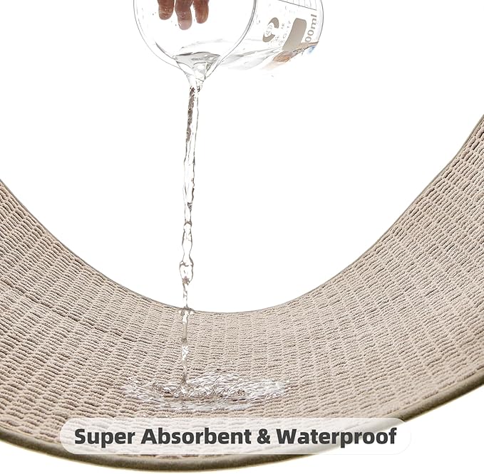 Bathroom Runner Rugs, Long Bath Mat Runner Washable Thin Quick Dry Low Pile Bathroom Runner Rugs Non Slip, Beige 16"x60"