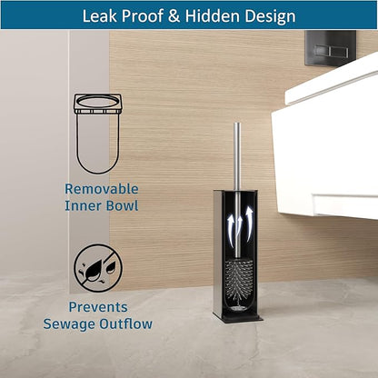 BVL Toilet Brush and Holder Set Brushed Nickel Toilet Bowl Cleaner Brush Freestanding for Bathroom