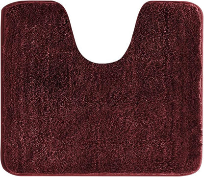 Suchtale Non Slip Bath Mat - Soft Microfiber Shaggy Bath Mat, Machine Washable, Thick Plush U Shape Toilet Rug (20 x 24, Red)