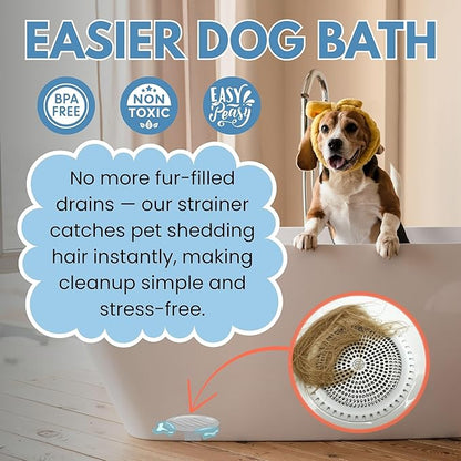 Shower Drain Hair Catcher – Ultra ShowerRing 5" Drain Cover for Flat & Domed Floors | Stainless Steel Hair Trap with Silicone Rim | High-Flow Strainer Prevents Clogs - Black