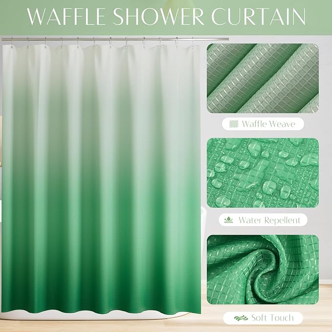 32PCS Bathroom Accessories Set Bathroom Set,Green Shower Curtain Set,Bath Towel Set,Hand Towel,Toilet Brush,Trash Can & 3PCS Soap Dispenser