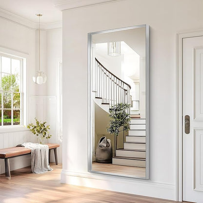 Silver Bathroom Mirror, 72x30 Inch Rectangular Deep Frame Mirror, Large Wall Mounted Bathroom Vanity Mirror Over Sink for Bedroom,Restroom, Living Room, Hangs Vertically or Horizontally