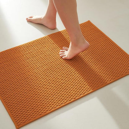 Bathroom Rugs Non Slip Washable, Super Absorbent Thin Bath Mat Small Quick Dry Low Pile Bathroom Rug, Orange 20"x30"