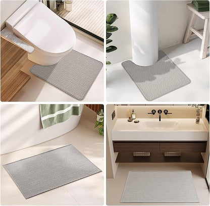 Bathroom Runner Rugs, Long Bath Mat Runner Washable Thin Quick Dry Low Pile Bathroom Runner Rugs Non Slip, Light Grey 24"x70"