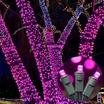Pink Wide Angle LED String Lights, 64.8 Ft 300 Count, Pack of 3 Strands 21.9 Ft 100 Lights UL Certified Commercial Grade Green Wire 5mm Holiday String Light