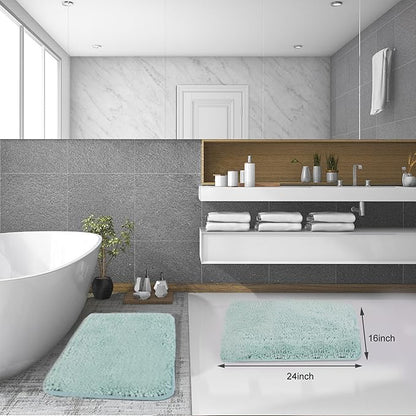Suchtale Bathroom Rug Non Slip Bath Mat for Bathroom (16 x 24, Aqua) Water Absorbent Soft Microfiber Shaggy Mat Machine Washable Bath Rug for Thick Plush Rugs for Shower.