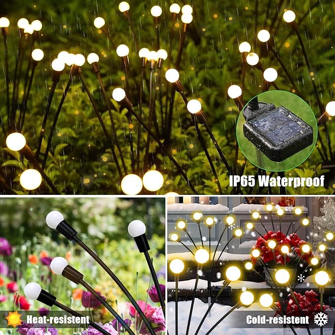 Solar Garden Lights Outdoor, 4 Pack 32LED Swaying Light Waterproof Solar Lights Outdoor for Yard Pathway Patio, Swaying Lawn Decor as Gardening Gifts for Women Holiday