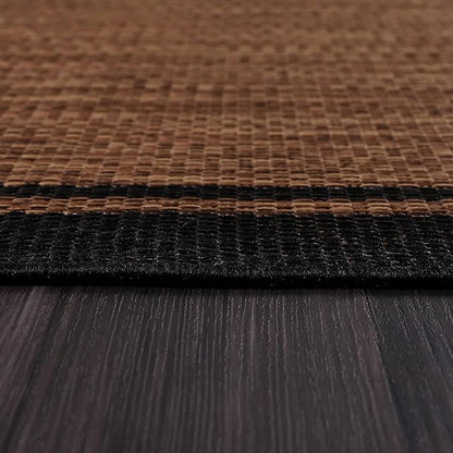 CAMILSON Indoor Outdoor Rug, 10x14 Bordered Nut Brown Black Modern Area Rugs for Indoor and Outdoor Patios, Kitchen and Hallway Mats, Washable Porch Deck Outside Carpet (Border Nut Brown Black 10 x14)