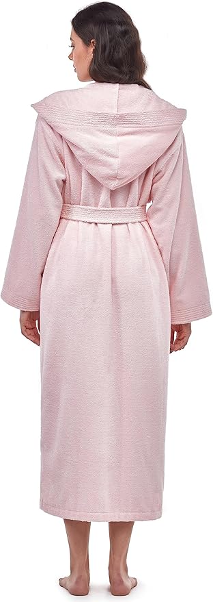Arus Women's Pacific Hooded Turkish Cotton Bath Robe with Full Length Options