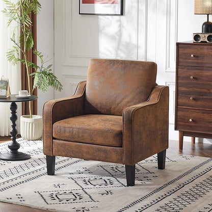 VINGLI Accent Chairs Set of 2 Living Room Chairs Rustic Reading Chair for Bedroom Scooped Arm Chair Mid Century Modern Accent Chairs Upholstered Comfy Chair for Apartment, Waiting Room