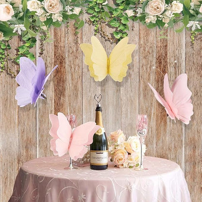 SUNBEAUTY Butterfly Party Decorations Hanging Butterfly Decorations 6Pcs Crepe Paper Garden 3D Butterflies Decor Pastel Paper Butterflies Decoration for Wedding Baby Shower Birthday Party Room Decor