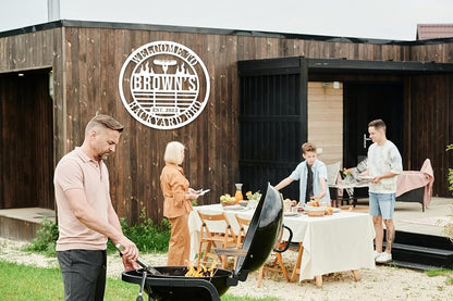 Personalized BBQ Grill Name Sign Custom Grill Sign Outdoor Kitchen Decor Grill Gifts for Dad Backyard BBQ Metal Sign BBQ Grill Sign Barbecue Outdoor Man Cave Decor