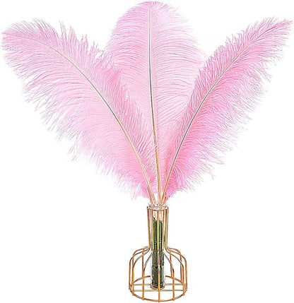THARAHT 12PCS Ostrich Feathers Natural Bulk 12-14Inch(30-35cm) for Wedding Party Centerpieces Easter Gatsby Flower Arrangement and Home Decorate Ostrich Feathers,Pink