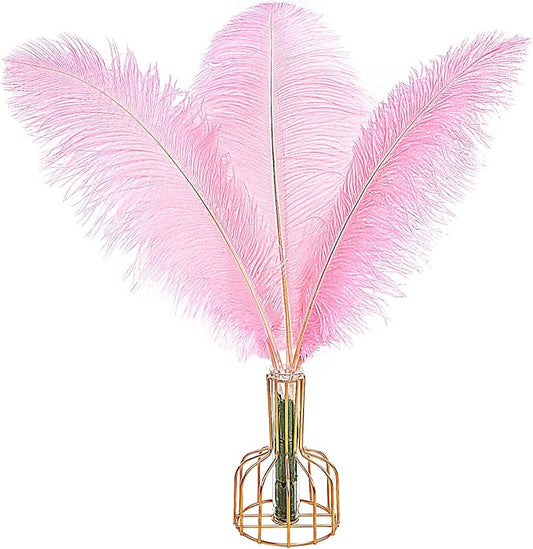THARAHT 12PCS Ostrich Feathers Natural Bulk 12-14Inch(30-35cm) for Wedding Party Centerpieces Easter Gatsby Flower Arrangement and Home Decorate Ostrich Feathers,Pink