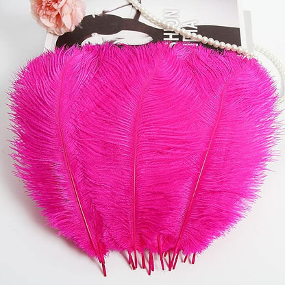 THARAHT Hot Pink Ostrich Feathers 24pcs Natural Bulk 10-12Inch 25cm-30cm for Crafts Wedding Party Centerpieces Easter Gatsbi and Home Decoration Feathers