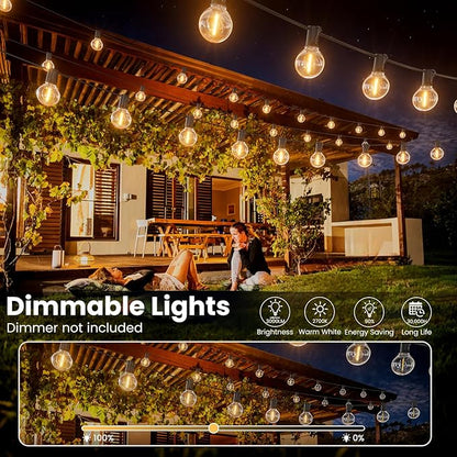 RTTY Outdoor String Lights 25 FT, G40 Led Patio Globe Lights with 13pcs Bulbs,Waterproof Shatterproof Dimmable Connectable Hanging for Cafe Bistro Backyard Gazebo Balcony Deck Party