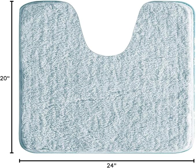 Suchtale Bathroom Contour Rug Non Slip Bath Mat Water Absorbent Soft Microfiber Shaggy Bathroom Mat Machine Washable Bath Rug for Bathroom Thick Plush U Shape Toilet Rug (20 x 24, Light Blue)