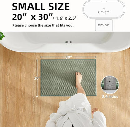 Bathroom Rugs Non Slip Washable, Super Absorbent Thin Bath Mat Small Quick Dry Low Pile Bathroom Rug, Sage Green 20"x30"