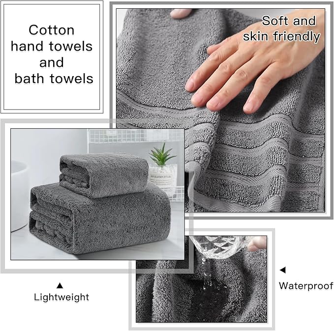 32PC Bathroom Accessory Set Bathroom Accessories Set Grey Bathroom Set, Shower Curtain Set, 2 Piece Bath Towel Set, 3PC Soap Dispenser, Toilet Brush & Trash Can