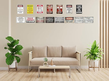 Vintage Tin Sign Retro Metal Funny Bathroom Signs for Home Decor Stylish Wall Art Plaques Gift for Bathroom Kitchen and Gothic Wall Decor in Every Room 12x8 in