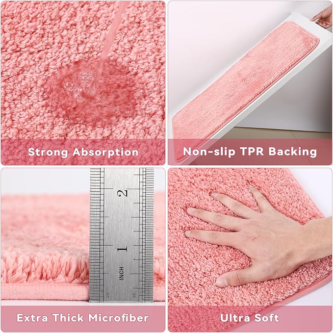 Pink Bathroom Accessories Set with Glitter Shower Curtain and Rugs,Bathroom Sets with Extra Soft and Absorbent Bath Rugs Sequin Shower Curtain Pink Bathroom Sets for Bath Decor