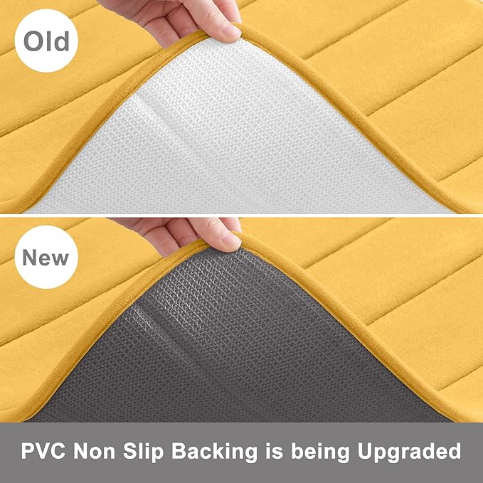 Buganda Memory Foam Bath Mat, 47" x 17", Ultra Soft and Non-Slip Bathroom Rugs, Water Absorbent and Machine Washable Bath Rug Runner for Bathroom, Shower, and Tub, Yellow