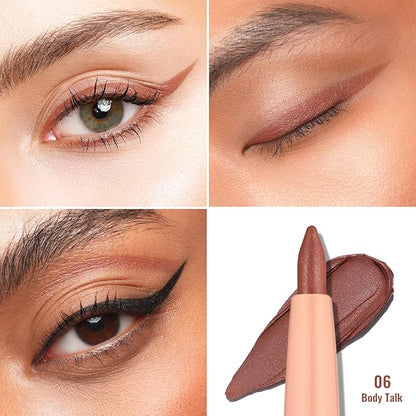 Oulac Brown Eyeliner Pencil, Waterproof Retractable Eye Liners Pen, Smooth and Creamy Eye Makeup for Precision Application Vegan & Cruelty-Free, 06 Body Talk