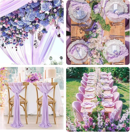 Sioloc 5 Pack Lilac Purple Lavender Cheesecloth Table Runner Fall Autumn Decor for Home 10ft Table Cloth for Tea Wedding Birthday Party Baby Bridal Shower Halloween Thanksgiving