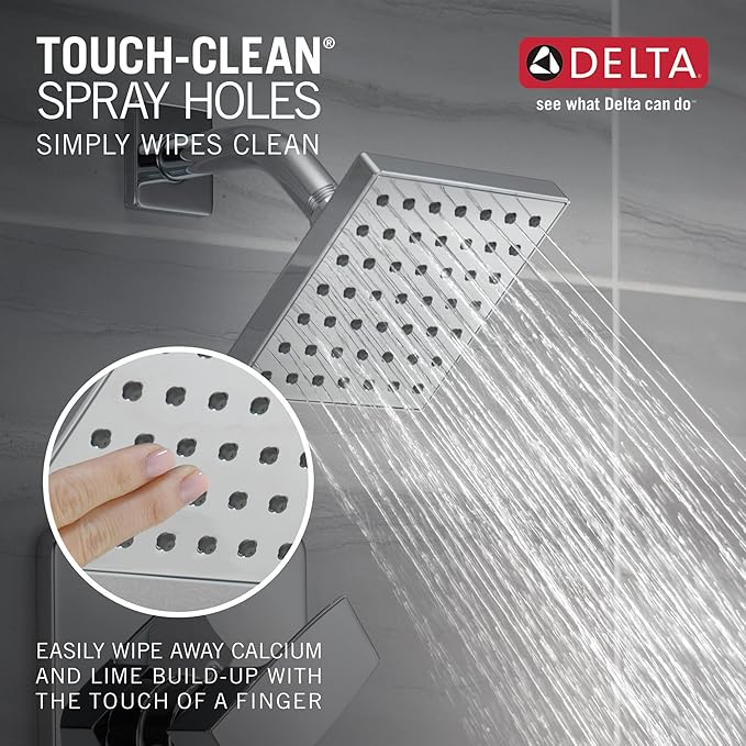 Delta Modern 14 Series Shower Faucet Set, Chrome Shower Head and Handle Set, Valve Trim Kit, Chrome T14267-PP (Valve Not Included)