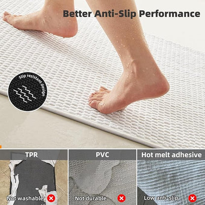 Bathroom Runner Rugs Non Slip Washable Chenille Bath Rug Super Absorbent Long Bath Mat Quick Dry Low Pile, White 24"x70