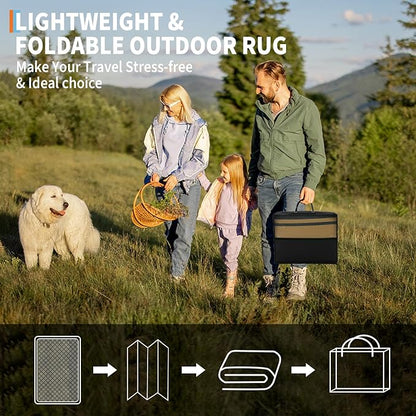 Waterproof Outdoor Rug 8x10 Contemporary Reversible Plastic Straw Rug, Easy Cleaning Striped Patio Carpet, UV-Resistant Indoor Outdoor Floor Cover for RV, Porch, Deck, Backyard, Black Brown