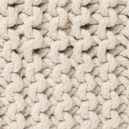 REDEARTH · Cube Low Pouf Foot Stool Ottoman - Hand Knitted Poof - Cord Boho Pouffe - Home Décor - Stuffed Footrest for Living Room - Nursery - Bedroom - Covered Patio - Room (16" x 16" x 8") - Ivory