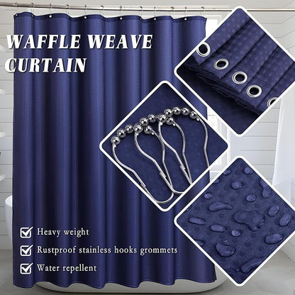 26PC Bathroom Accessories Set - Gorgeous Blue Bathroom Set, Bathroom Accessory Set, Navy Blue Shower Curtain Set with Bathtub Mats for Shower Tub