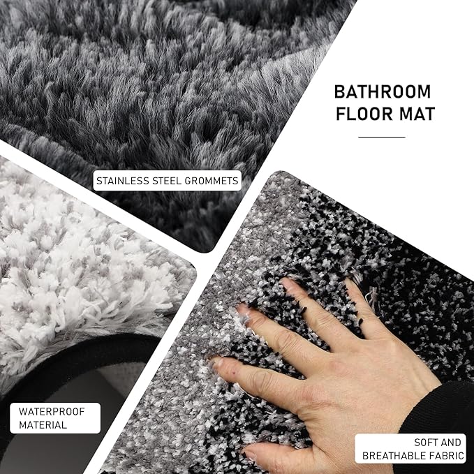 Black Bathroom Accessories Set with Wicker Trash Can Shower Curtain and Rugs,Bathroom Sets Small Waste Basket Bathroom Trash Can for Bedroom Bathroom