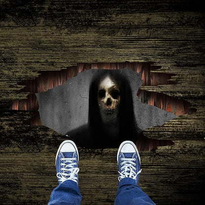 3D Halloween Wall Decals Scary Skeleton Halloween Wall Stickers, Spooky Long Hair Zombie Floor Decor Posters Decals Decorations for Living Room Bedroom Party Supplies