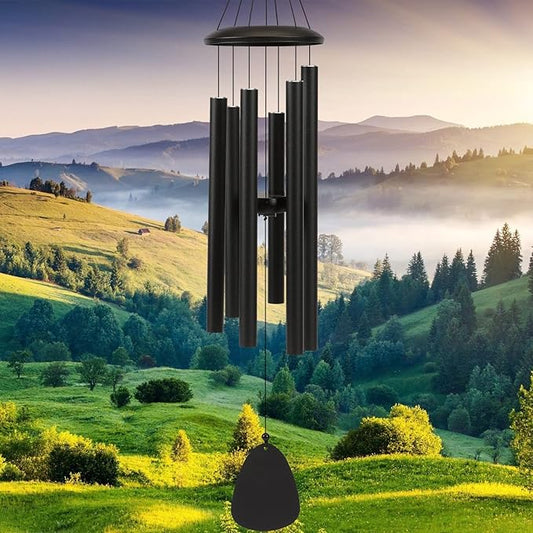 Wind-Chimes-Outdoor-Large-Decor, Deep Tone Soothing Melodic Tones Windchimes, Wind Chimes for Outside, Memorial Wind Chime Best Gift for Mom Women Grandma Neighbors（32" Black）