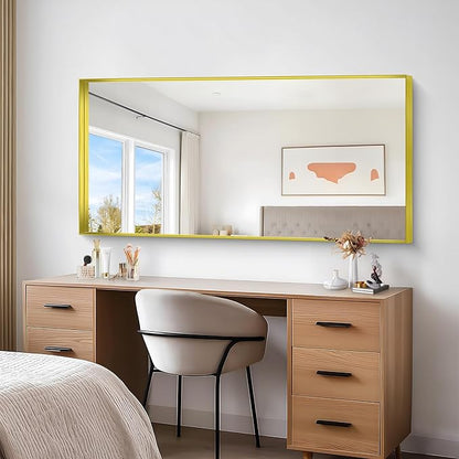Gold Bathroom Mirror, 30x60 Inch Rectangular Deep Frame Mirror, Large Wall Mounted Bathroom Vanity Mirror Over Sink for Bedroom,Restroom, Living Room, Hangs Vertically or Horizontally
