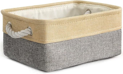 TheWarmHome Small Storage Bins Basket - Small Storage Baskets for Organizing Shelves, Fabric Storage Cubes Organizer for Changing Table Clothes Shoes Sock Towel Dog Toy,Decorative Basket Gift