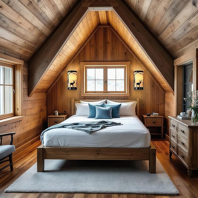 Wall Sconce Light,Deer Metal Yellow Parchment Farmhouse Wall Sconce,Rustic E26 Base Wall Mount Lamp,Vintage Matte Black Bedroom Wall Lights,Indoor Wall Lamps for Living Room,Hallway,Porch