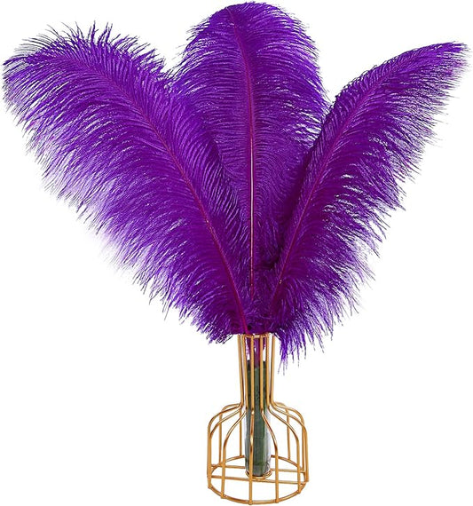 THARAHT 12pcs Purple Ostrich Feathers Natural Bulk 14-16Inch 35cm-40cm for Wedding Party Centerpieces Easter Gatsby and Home Decorate Ostrich Feather