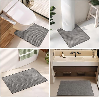 Bathroom Runner Rug, Long Bath Mat Washable Thin Quick Dry Low Pile Bathroom Runner Rugs 24 x 60 Non Slip, Dark Grey 24"x60"