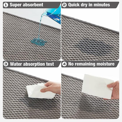 Bathroom Rugs Non Slip Washable, Super Absorbent Thin Bath Mat Small Quick Dry Low Pile Bathroom Rug, Light Grey 16" x 24" / 1'4" x 2'