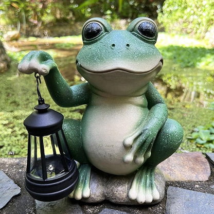 YODY Solar Garden Statues Outdoor Decor- Yard Decorations for Patio, Balcony, Backyard, Lawn Ornaments - Frog Figurines with LED Light- Unique Birthday House Warming Gifts for Women, Mom, Dad