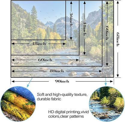 AMM Nature Forest Mountain Tapestry Green Pine Tree Tapestry for Bedroom Aesthetic Flowing River Landscape Tapestries Wall Hanging Bird Decor for Living Room Classroom Dorm Office